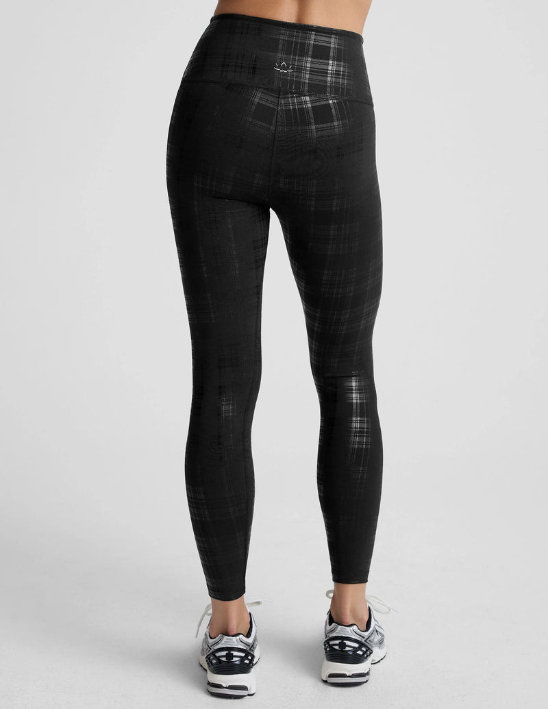 Beyond Yoga High Waisted Midi Legging Plaid Foil Black