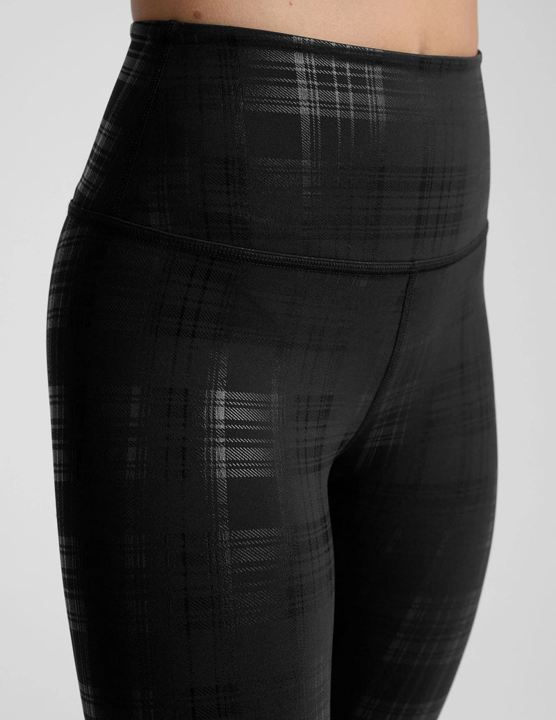 Beyond Yoga High Waisted Midi Legging Plaid Foil Black