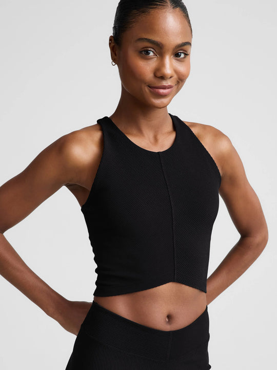 Beyond Yoga Impulse Ribbed High Neck Tank Black Onyx