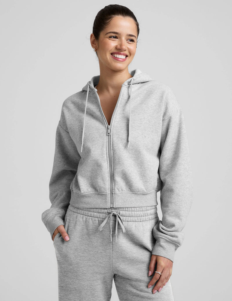 Beyond Yoga Luxefleece Zip Up Hoodie Light Heather Gray