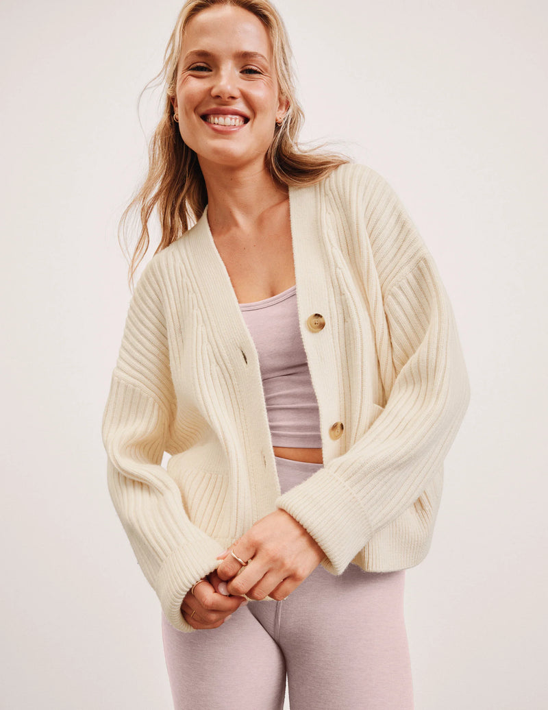Beyond Yoga Soft Wool Blend Cardigan Ivory
