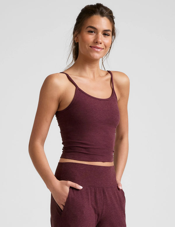 Beyond Yoga Spacedye Forever Waist Length Tank Midnight Burgundy Heather