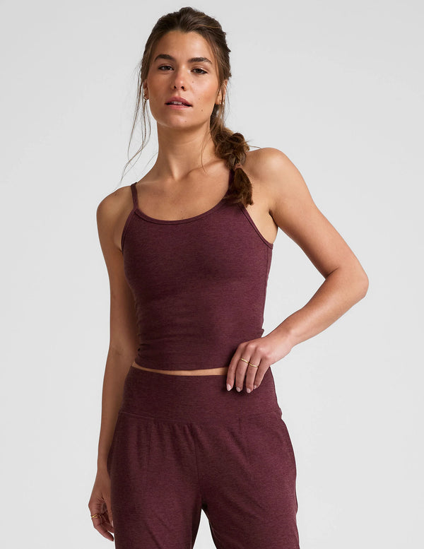 Beyond Yoga Spacedye Forever Waist Length Tank Midnight Burgundy Heather