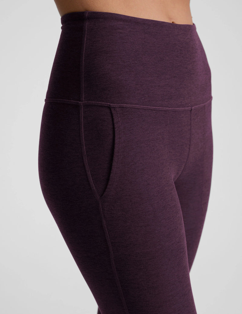 Beyond Yoga Spacedye High Waisted Practice Pocket Bootcut Pant Eggplant Purple Heather