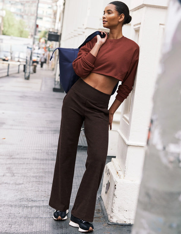 Beyond Yoga Spacedye Laid Back Wide Leg Pant Dark Chocolate Heather