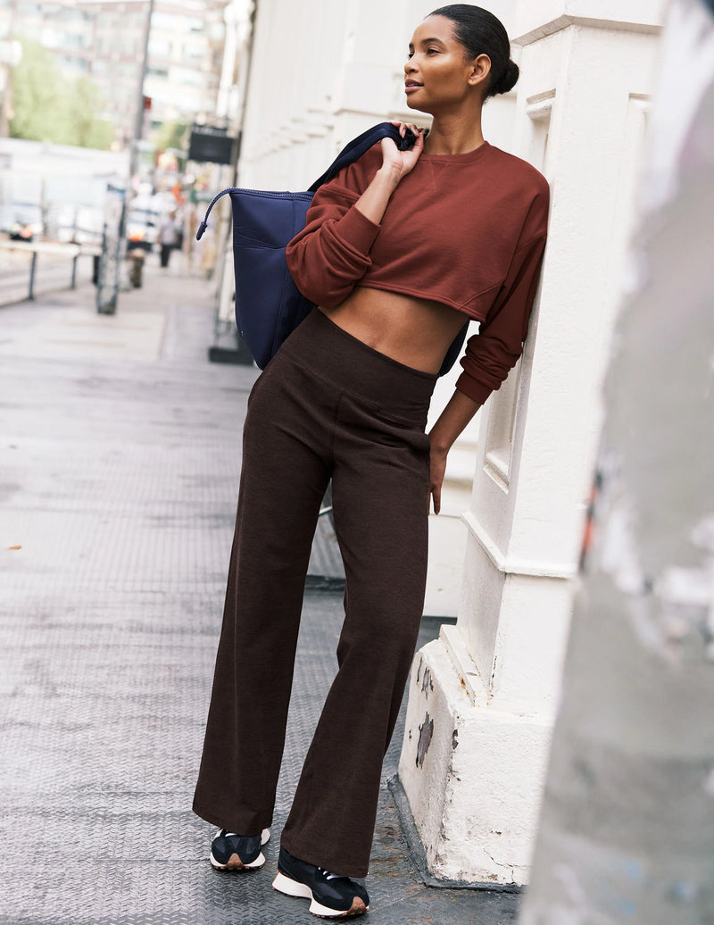 Beyond Yoga Spacedye Laid Back Wide Leg Pant Dark Chocolate Heather