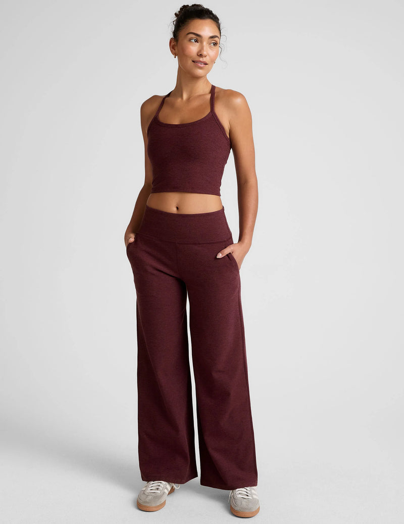 Beyond Yoga Spacedye Laid Back Wide Leg Pant Midnight Burgundy Heather
