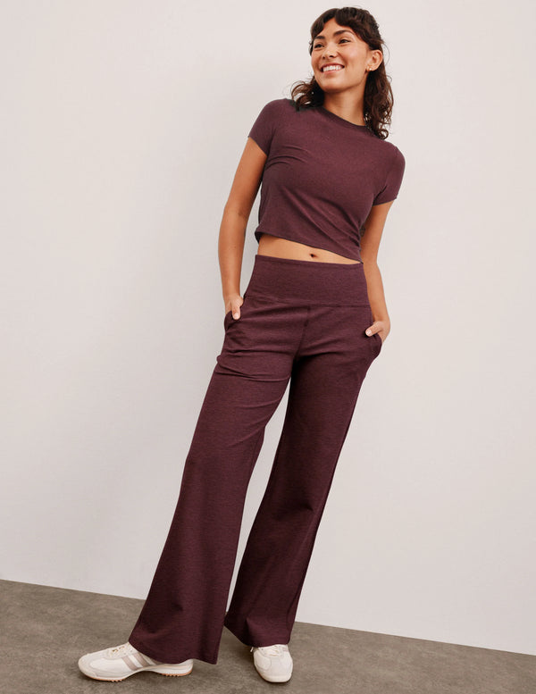 Beyond Yoga Spacedye Laid Back Wide Leg Pant Midnight Burgundy Heather