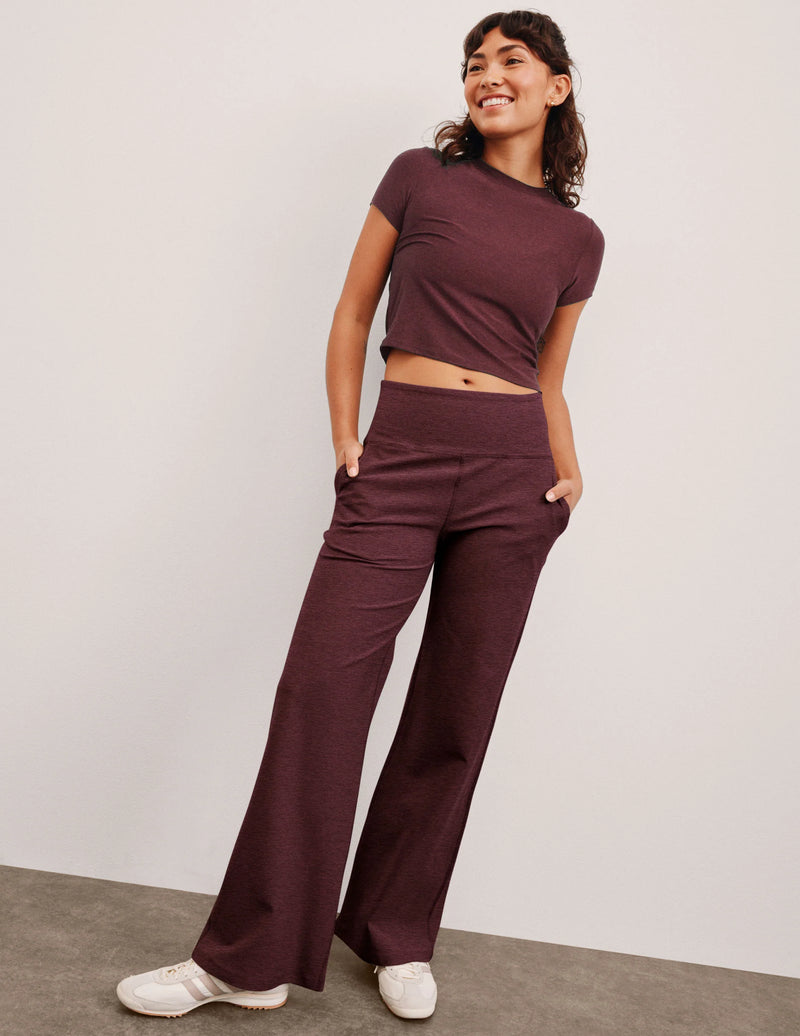 Beyond Yoga Spacedye Laid Back Wide Leg Pant Midnight Burgundy Heather
