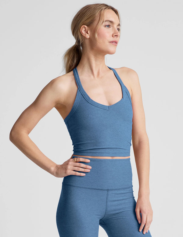 Beyond Yoga Spacedye On The Up Cropped Tank Washed Denim
