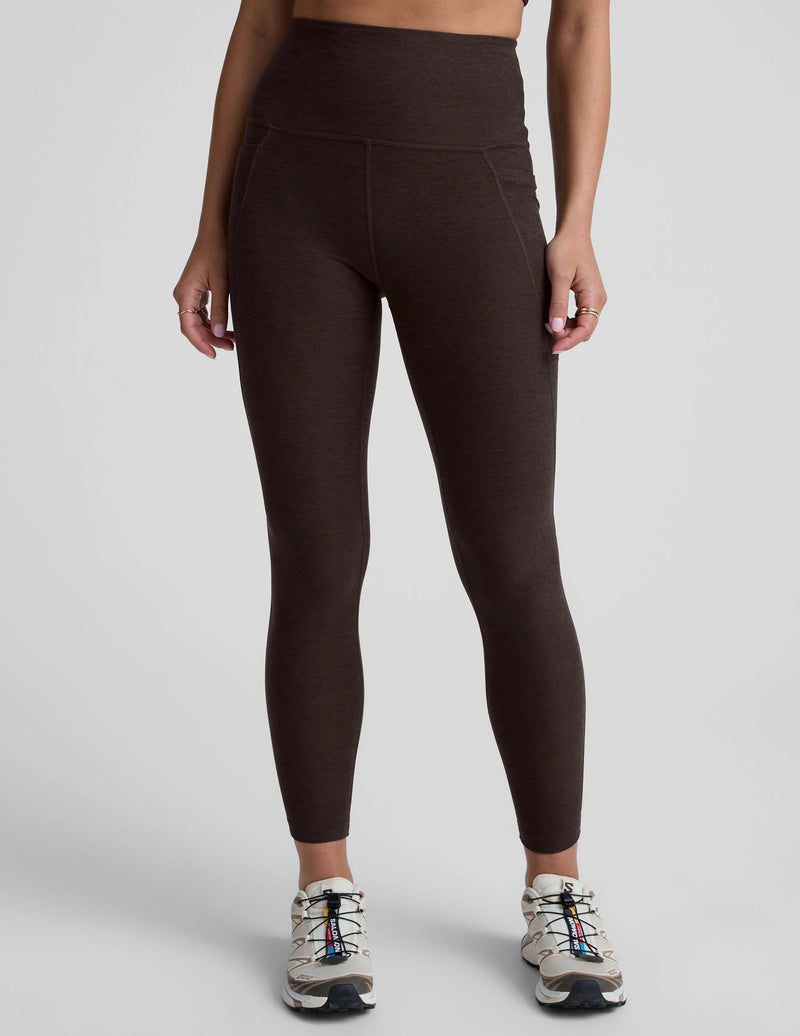 Beyond Yoga Spacedye Out Of Pocket High Waisted Midi Legging Dark Chocolate Heather