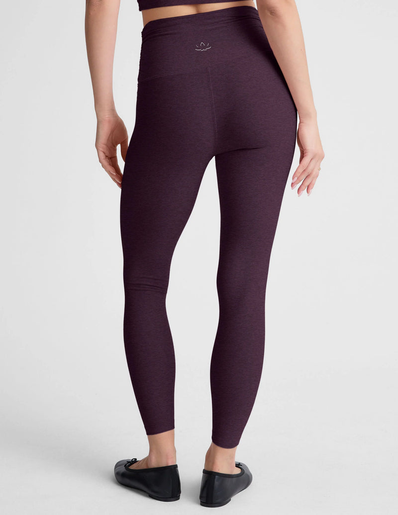 Beyond Yoga Spacedye Raise The Barre Shirred Legging Eggplant Purple Heather
