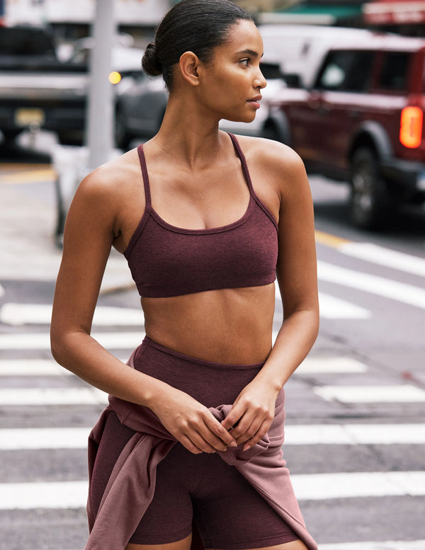 Beyond Yoga Spacedye Slim Racerback Bra Midnight Burgundy Heather
