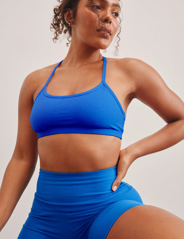 Beyond Yoga Spacedye Slim Racerback Bra in Court Blue Heather