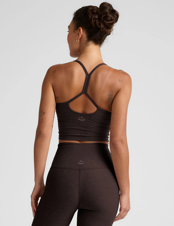 Beyond Yoga Spacedye Slim Racerback Cropped Tank Dark Chocolate Heather