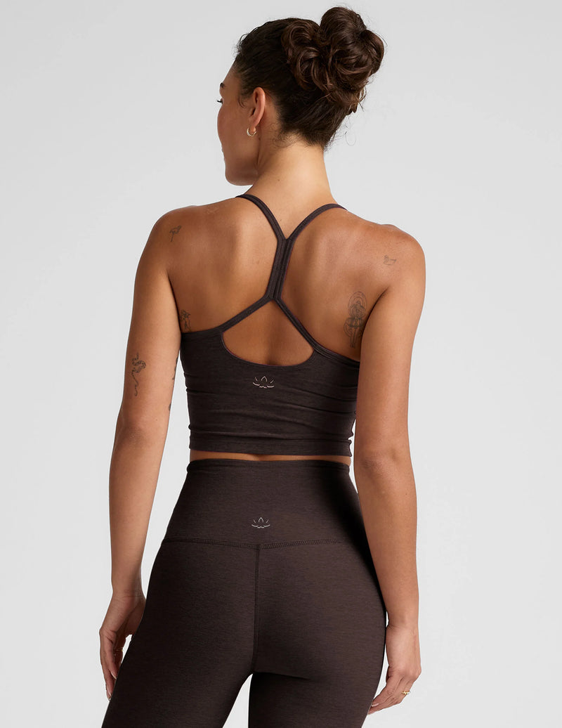 Beyond Yoga Spacedye Slim Racerback Cropped Tank Dark Chocolate Heather