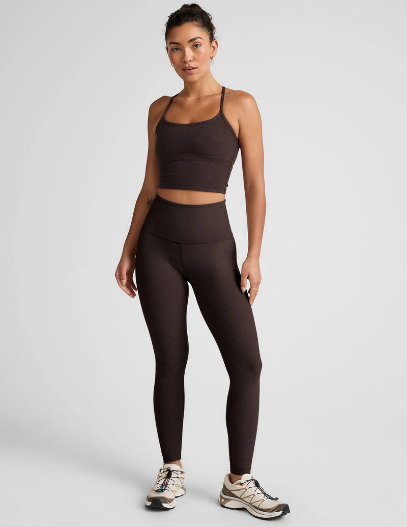 Beyond Yoga Spacedye Slim Racerback Cropped Tank Dark Chocolate Heather