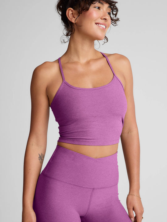Beyond Yoga Spacedye Slim Racerback Cropped Tank Fun Fuchsia Heather