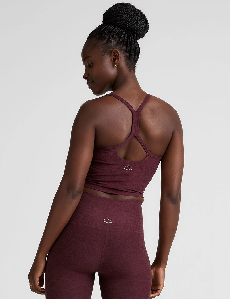 Beyond Yoga Spacedye Slim Racerback Cropped Tank Midnight Burgundy Heather