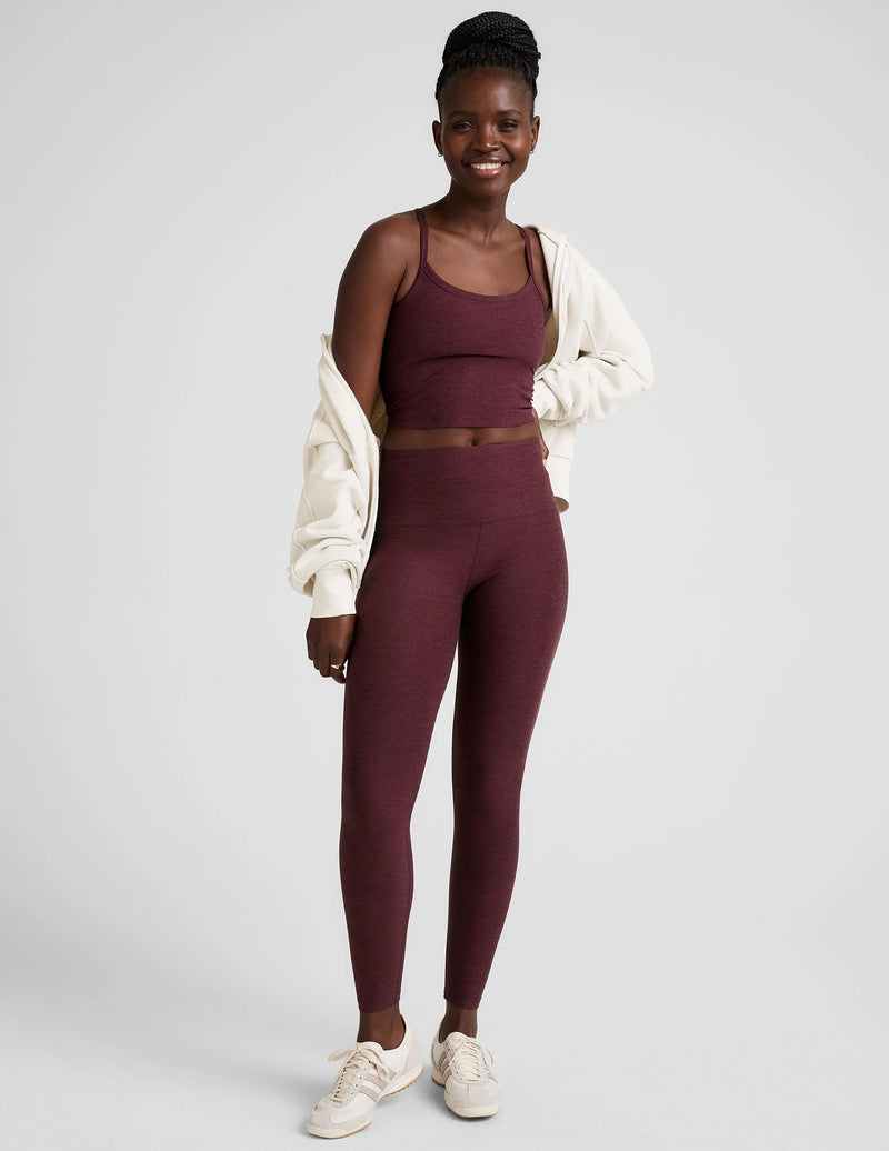 Beyond Yoga Spacedye Slim Racerback Cropped Tank Midnight Burgundy Heather