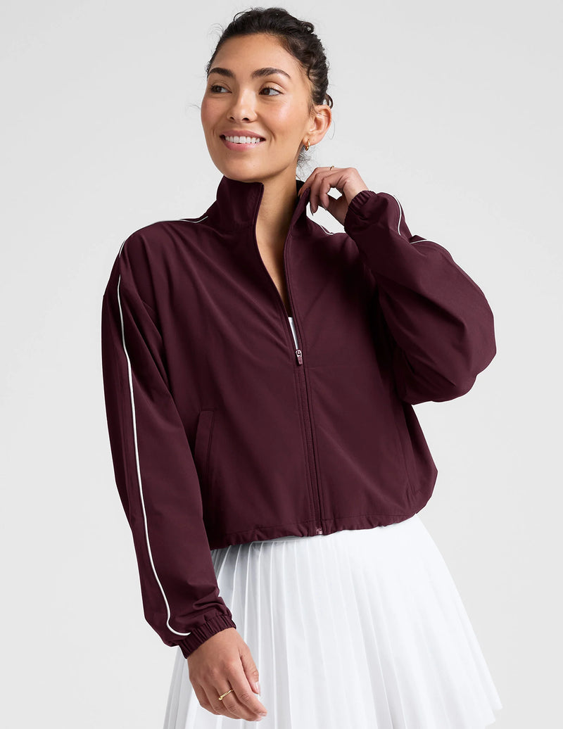 Beyond Yoga Track Jacket Black Cherry