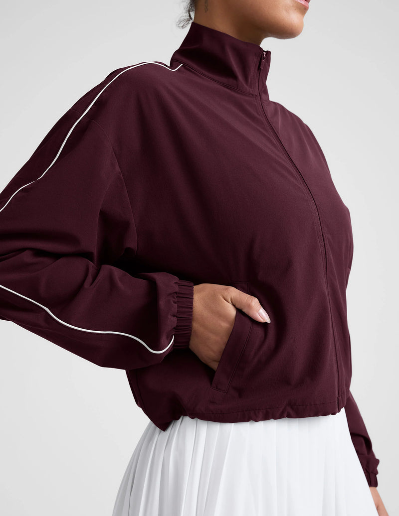 Beyond Yoga Track Jacket Black Cherry