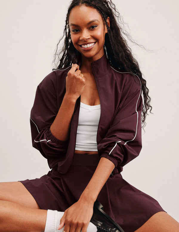 Beyond Yoga Track Jacket Black Cherry