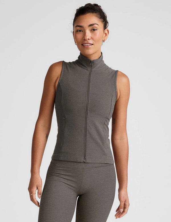 Beyond Yoga Venice Zip-Front Vest True Gray Heather