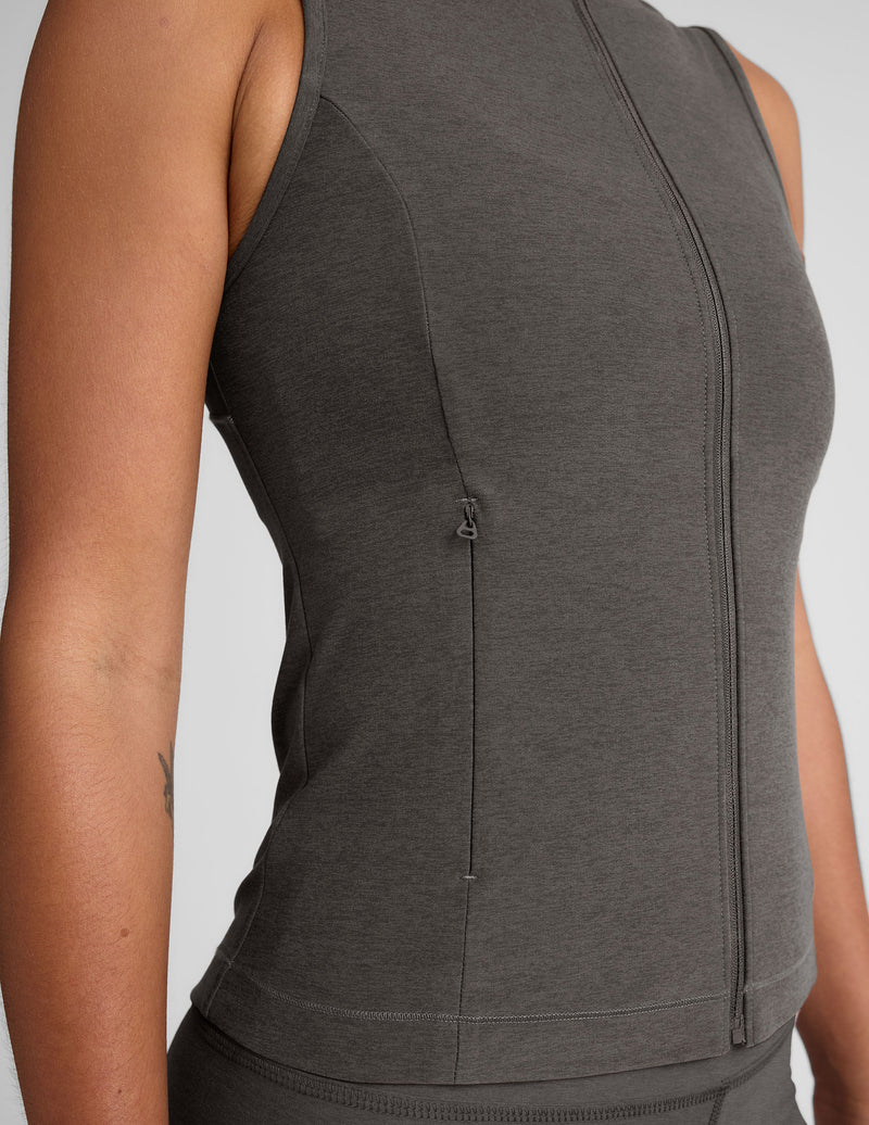 Beyond Yoga Venice Zip-Front Vest True Gray Heather