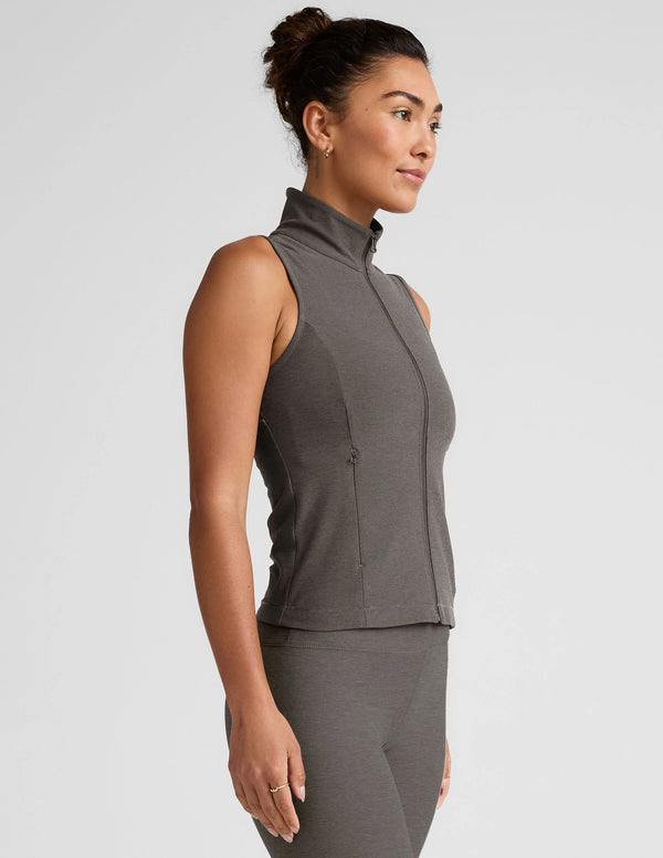 Beyond Yoga Venice Zip-Front Vest True Gray Heather