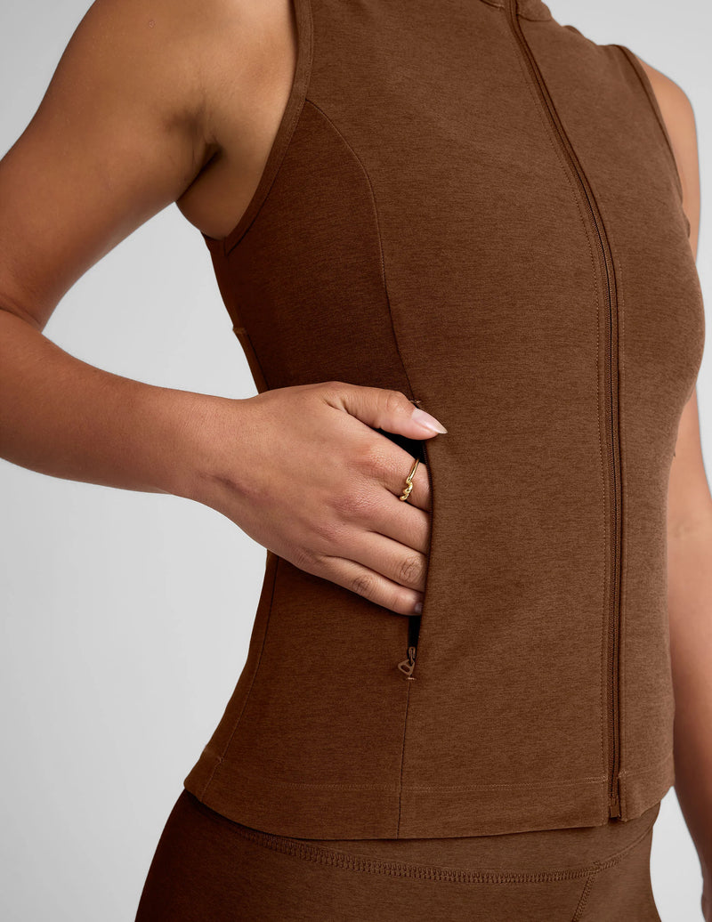 Beyond Yoga Venice Zip-Front Vest True Chocolate Heather