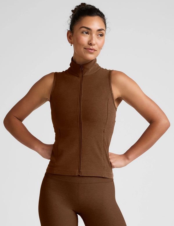 Beyond Yoga Venice Zip-Front Vest True Chocolate Heather