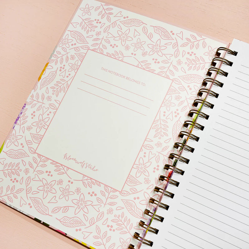 Bloomwolf Studio Pink Floral Spiral Notebook