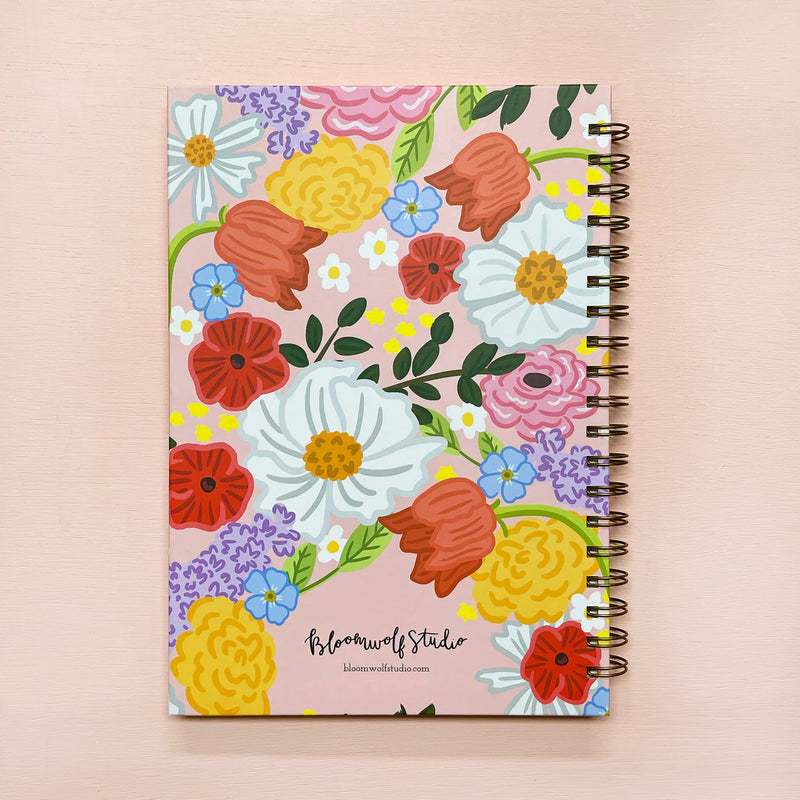 Bloomwolf Studio Pink Floral Spiral Notebook
