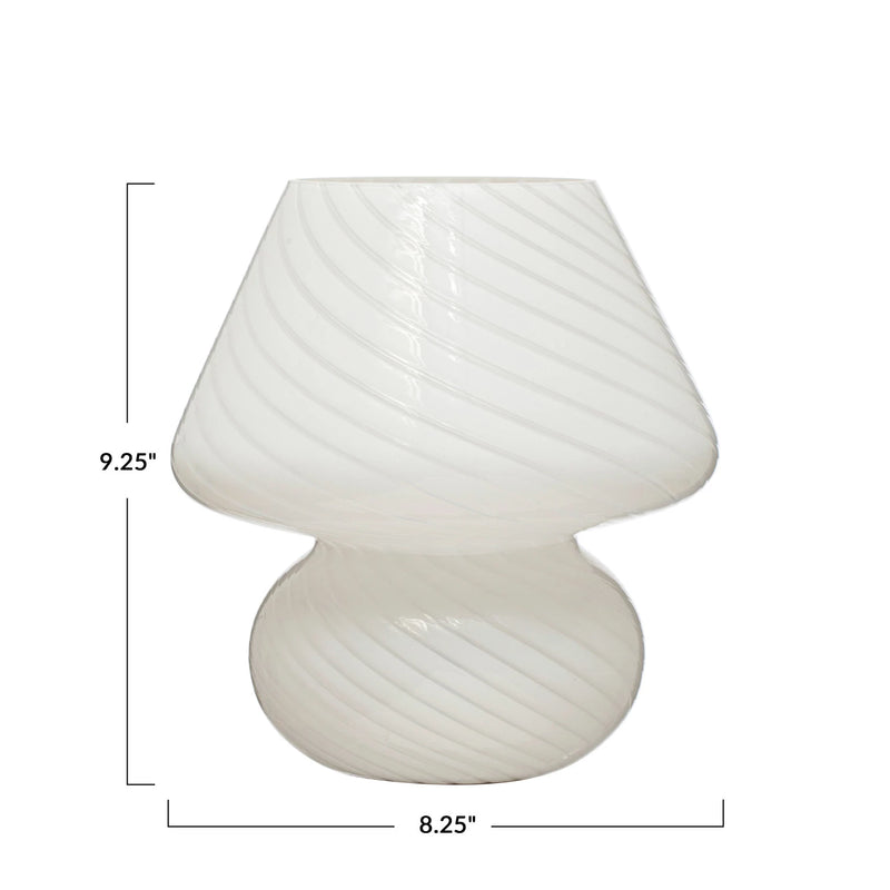 Blown Glass Table Lamp w/ Inline Switch, White