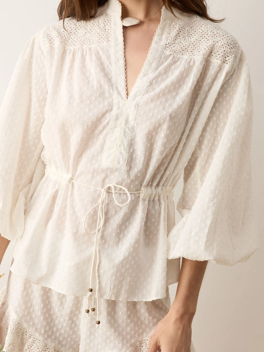 Boteh Serenia Smock Blouse White