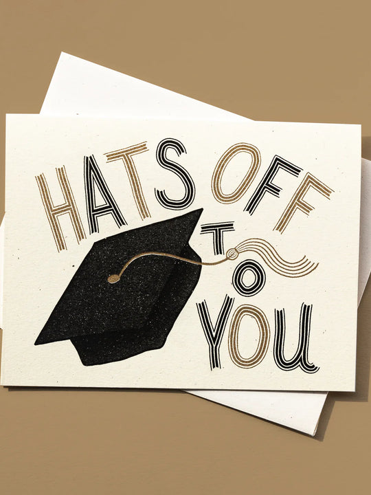 Bromstad Printing Co. Hats Off To You - Risograph Graduation Card