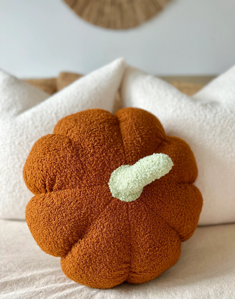Busa Designs Jumbo Sherpa Orange Pumpkin Pillow