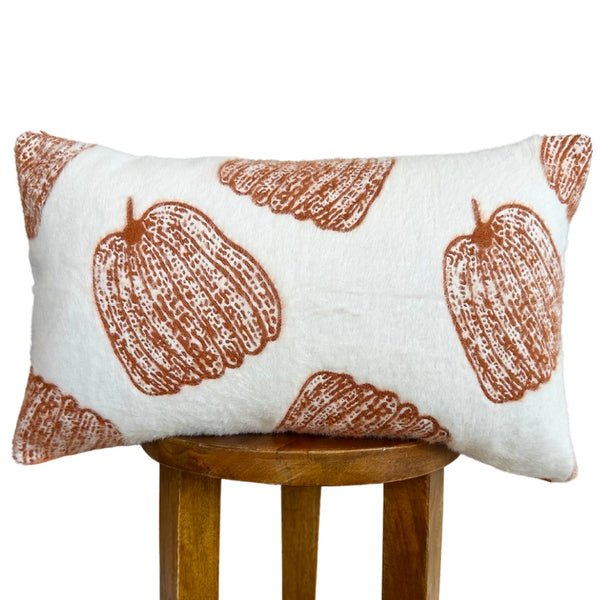 Busa Designs White pumpkin lumbar pillow cover