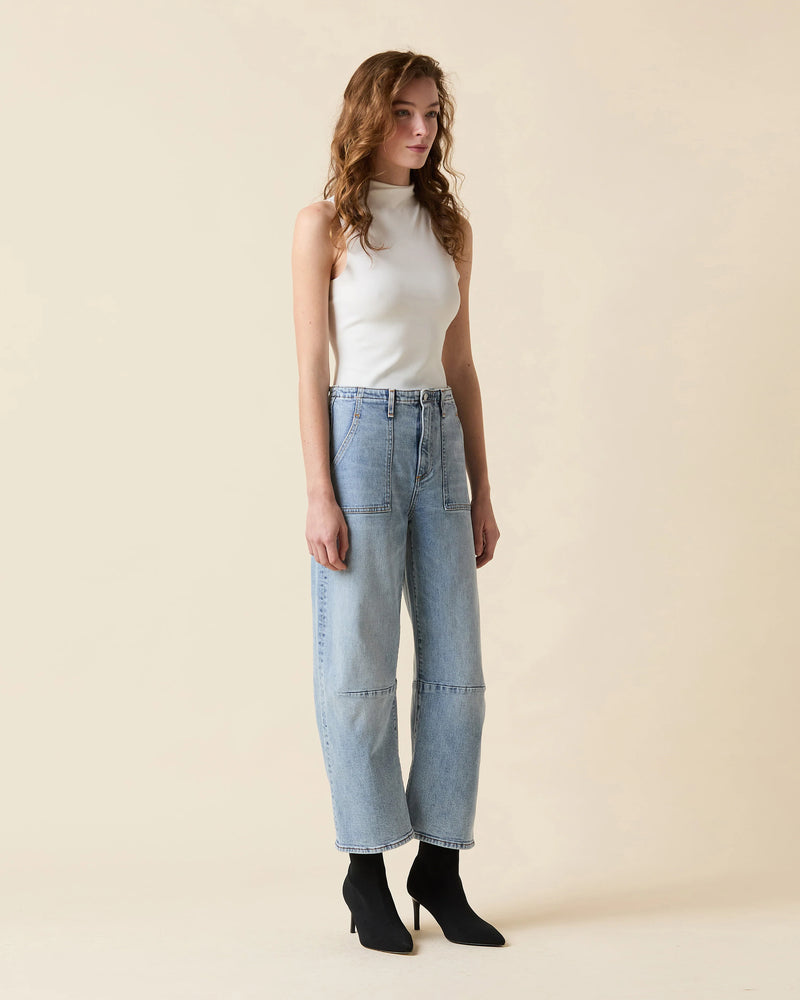 Le Jean Utility Soft Barrel Mid Rise Blue Heaven