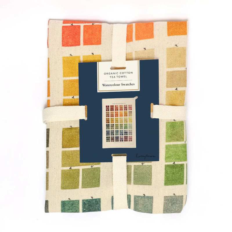 Roomytown Organic Cotton Tea Towel - Watercolour Swatches