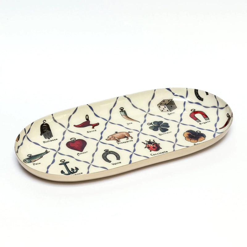 Roomytown Enamel Printed Tray Oval - Charms