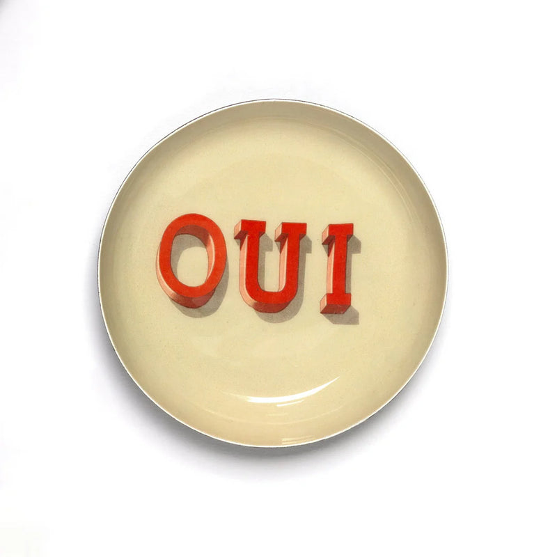 Roomytown Enamel Printed Tray Round - Oui