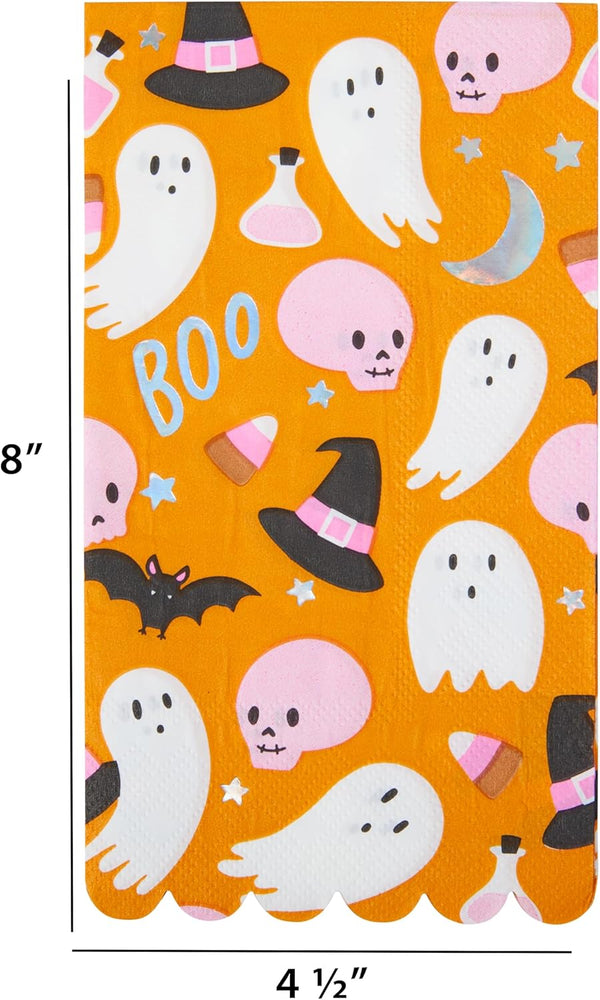 CR Gibson Boo Halloween Scallop Edge Guest Dinner Napkins