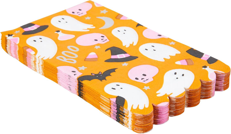 CR Gibson Boo Halloween Scallop Edge Guest Dinner Napkins