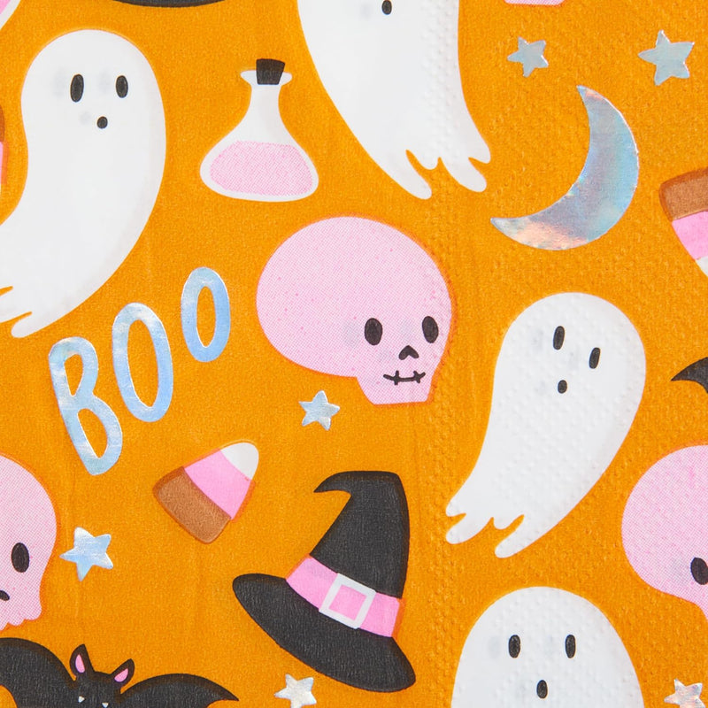CR Gibson Boo Halloween Scallop Edge Guest Dinner Napkins