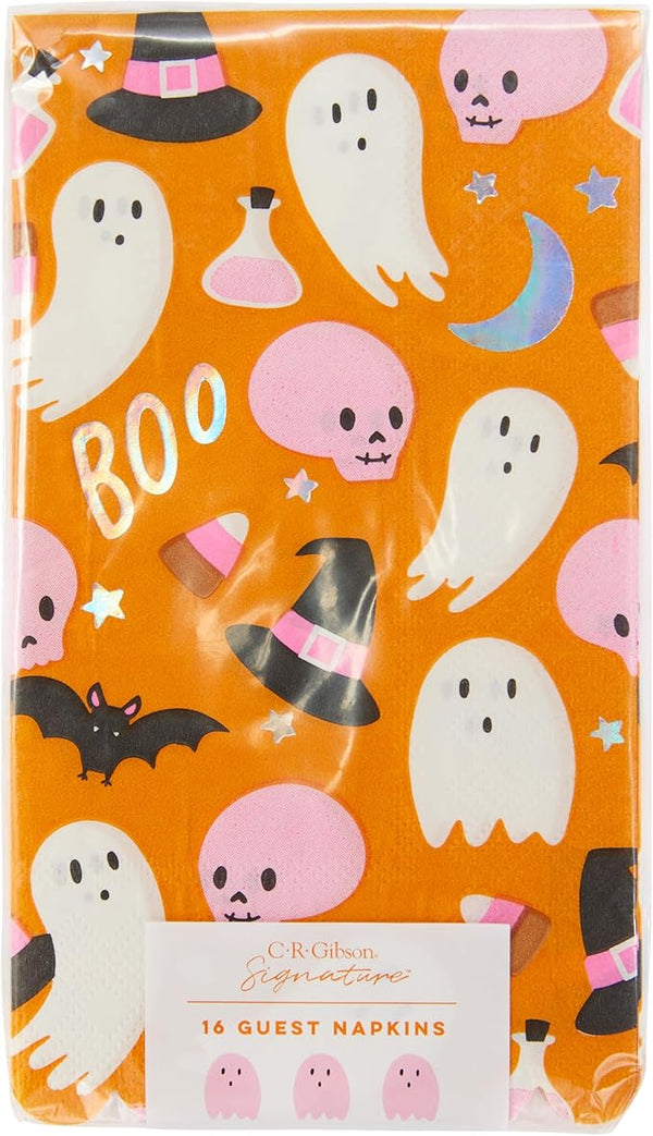 CR Gibson Boo Halloween Scallop Edge Guest Dinner Napkins