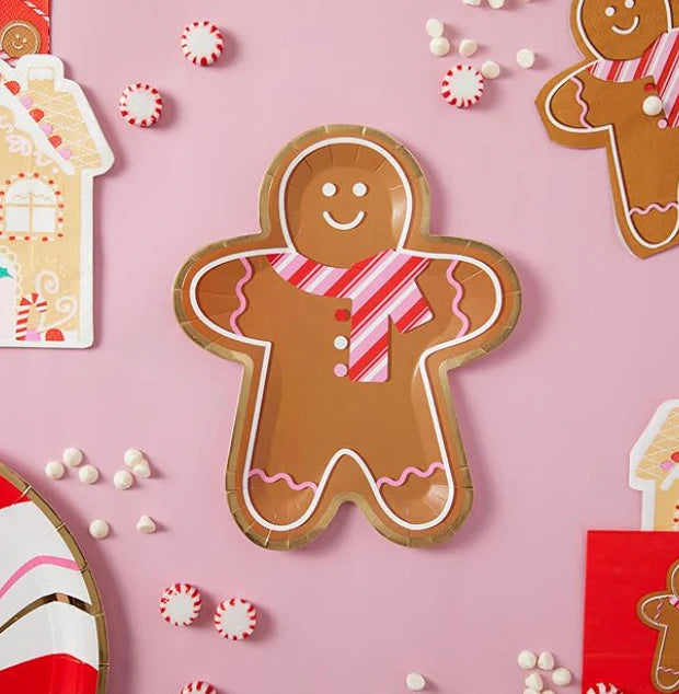 CR Gibson Holiday Gingerbread Die Cut Lunch Plate