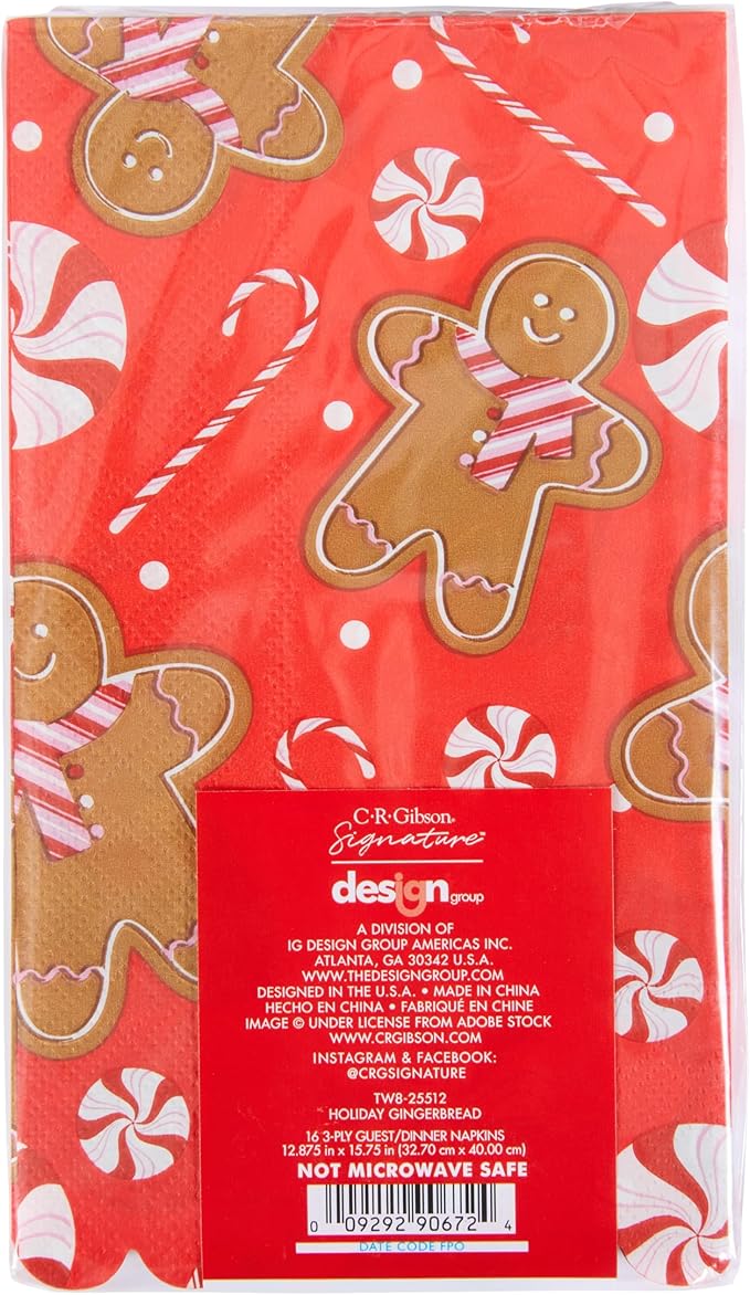 CR Gibson Holiday Gingerbread Scallop Edge Guest Dinner Napk