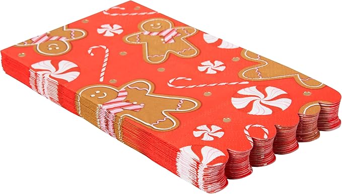 CR Gibson Holiday Gingerbread Scallop Edge Guest Dinner Napk